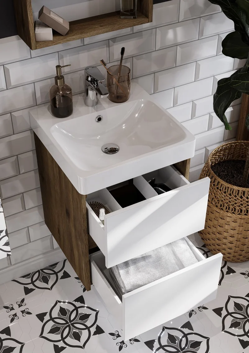 Приобрести акватон тумба c раковиной сканди 45 белый/дуб рустикальный