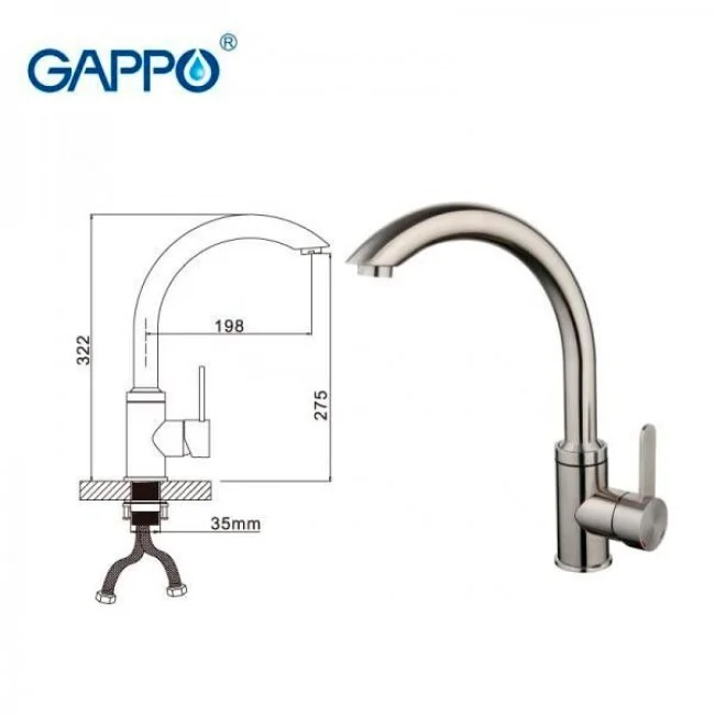 Приобрести gappo смеситель для кухни g4099 с высоким изливом, хром 35962