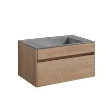 Vincea Тумба подвесная Chiara 80 см, дуб натуральный с серой раковиной VMC-2C800NO;VCB-13800G