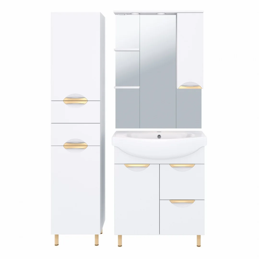 Приобрести aqua de marco зеркало-шкаф eleganse 75 см, правое, белый\золото 1075cgele/r