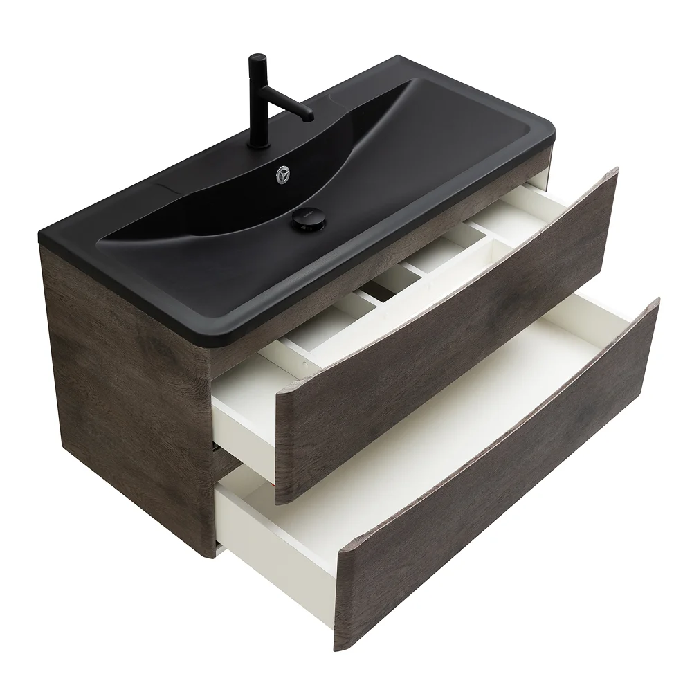 Приобрести belbagno тумба с раковиной acqua 100 см, подвесная rovere nature grigio, чёрная раковина