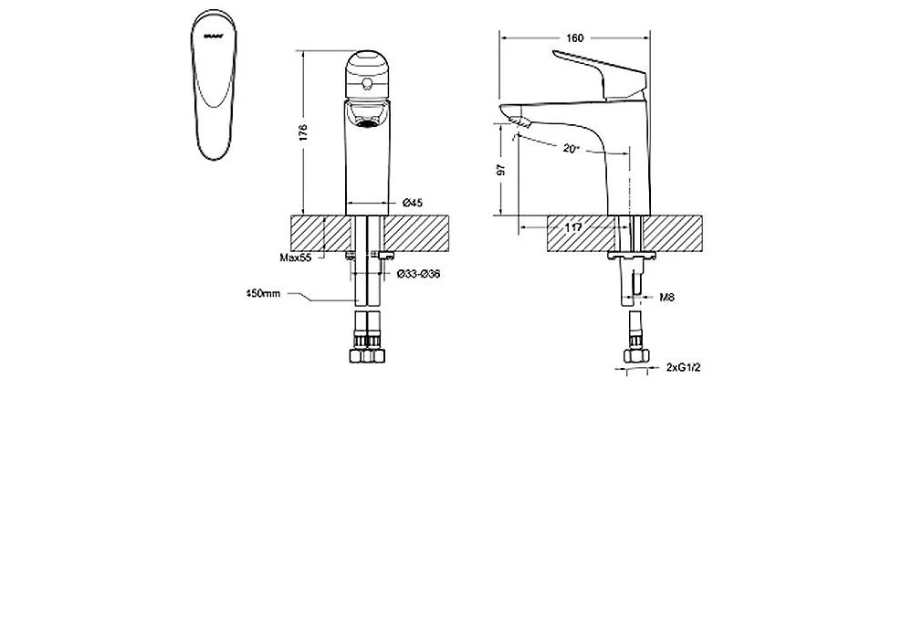 Приобрести смеситель для раковины bravat drop f14898c-rus