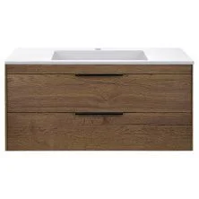 Vincea Тумба подвесная Chiara 100 см, дуб табак с белой раковиной VMC-2C2100TO;VCB-13100W