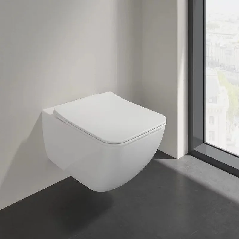Приобрести унитаз подвесной villeroy boch venticello, безободковый с тонким сиденьем микролифт 4611rsr1