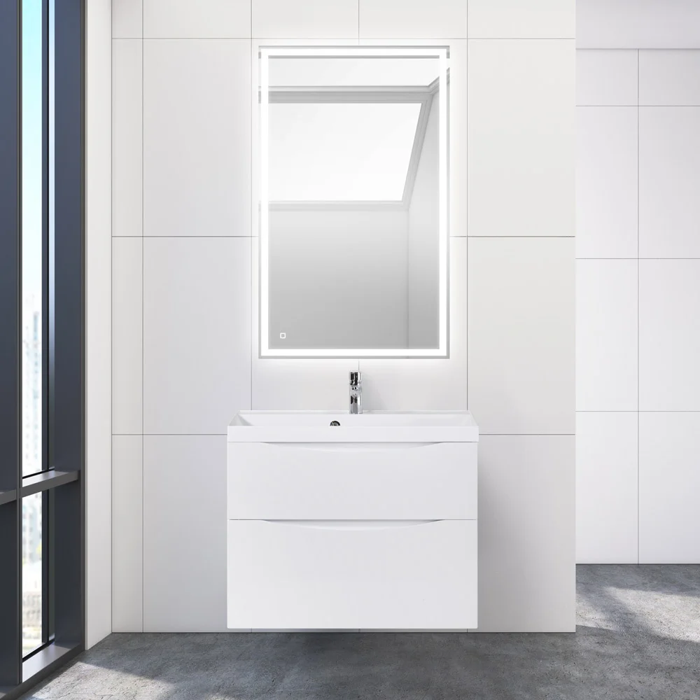 Приобрести belbagno тумба с раковиной marino-h60 80 см, подвесная bianco lucido, белая раковина