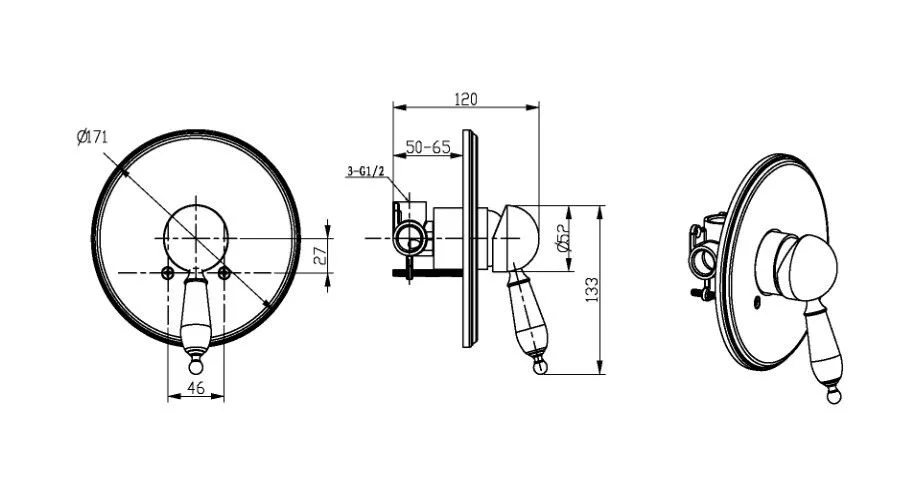 Приобрести boheme смеситель для душа tradizionale, встраиваемый, хром\черный 264-blс