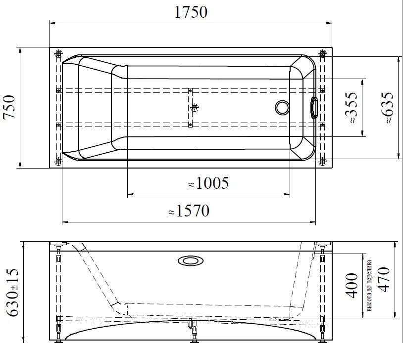 Приобрести радомир акриловая ванна агата 175x75 см ( комплект каркас )
