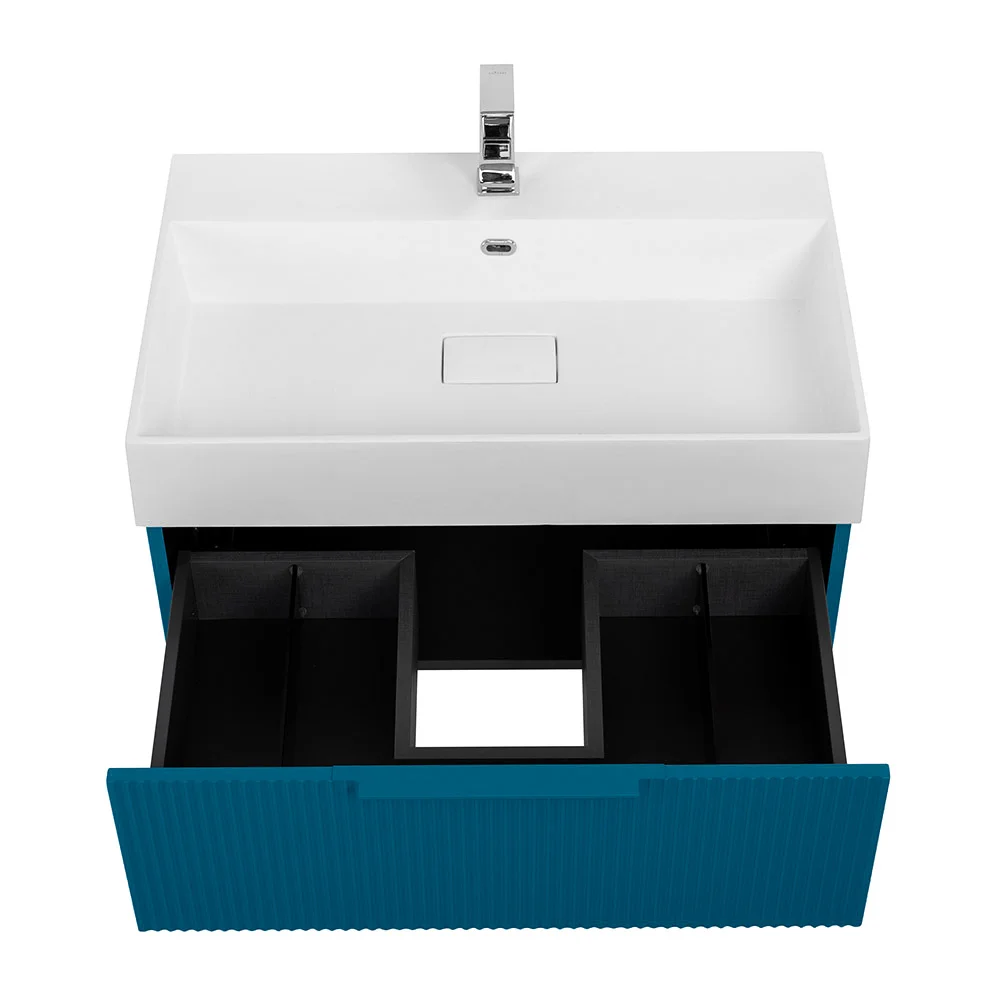 Приобрести cezares тумба подвесная с раковиной premium 70 см plisse blu petrolio, голубая 55418