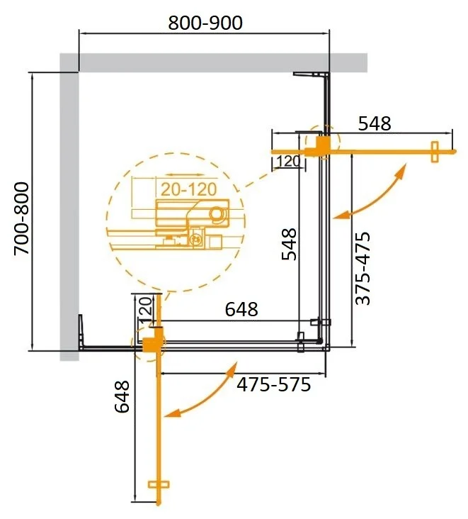 Приобрести cezares душевое ограждение slider 70х80см slider-a-2-70/80-c-nero