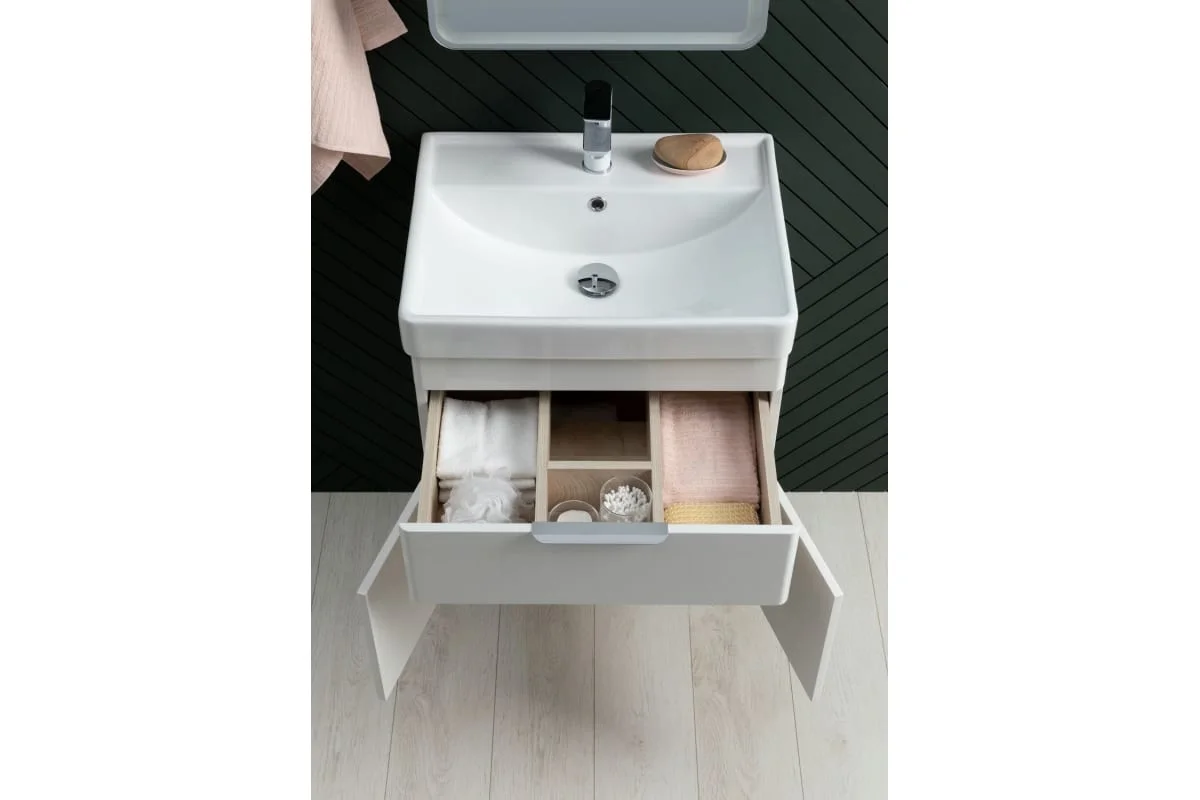 Приобрести aquanet тумба с раковиной ирис new 81 см, белая глянец (1 ящик, 2 дверцы)