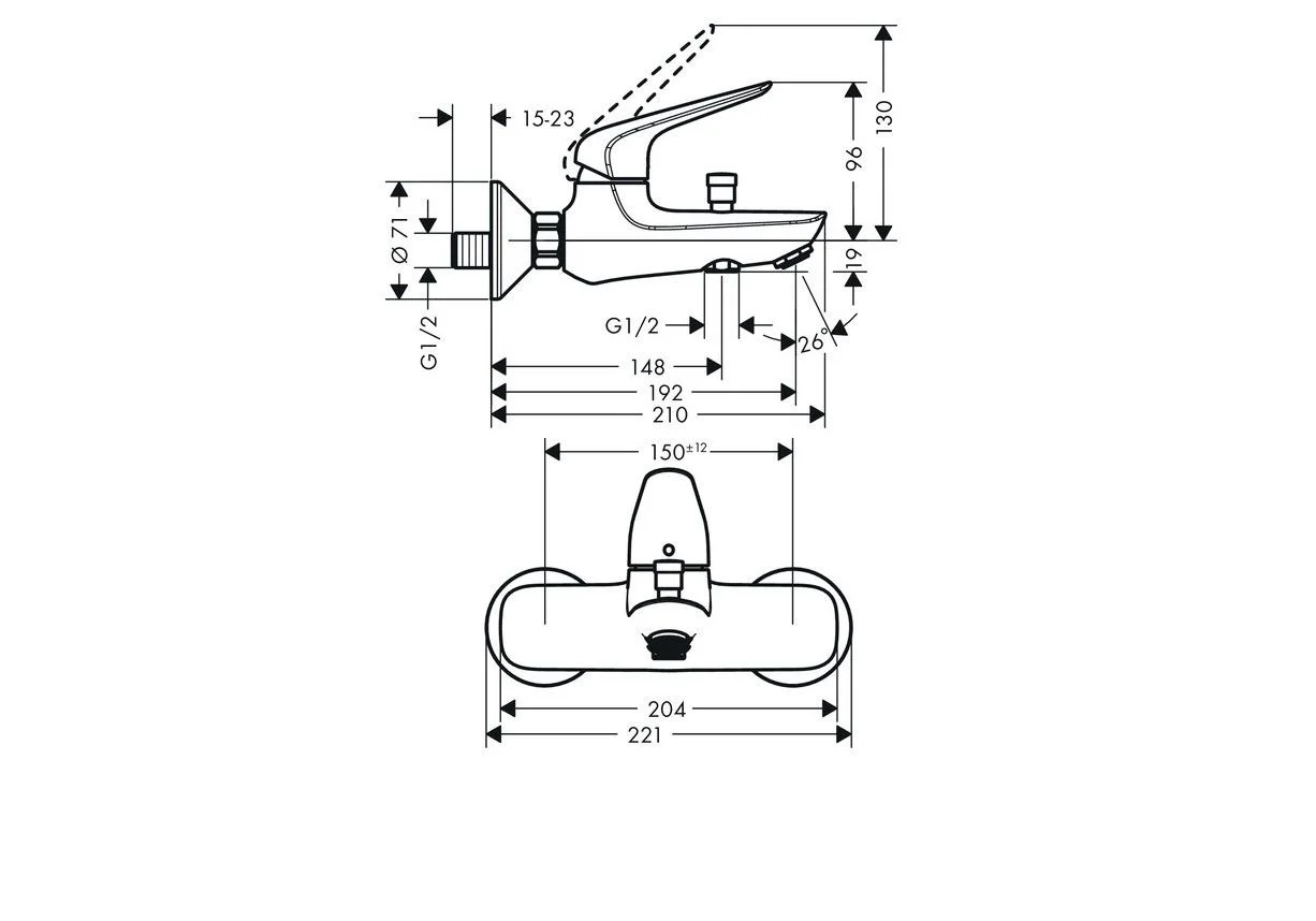 Приобрести смеситель для ванны hansgrohe novus 71040000