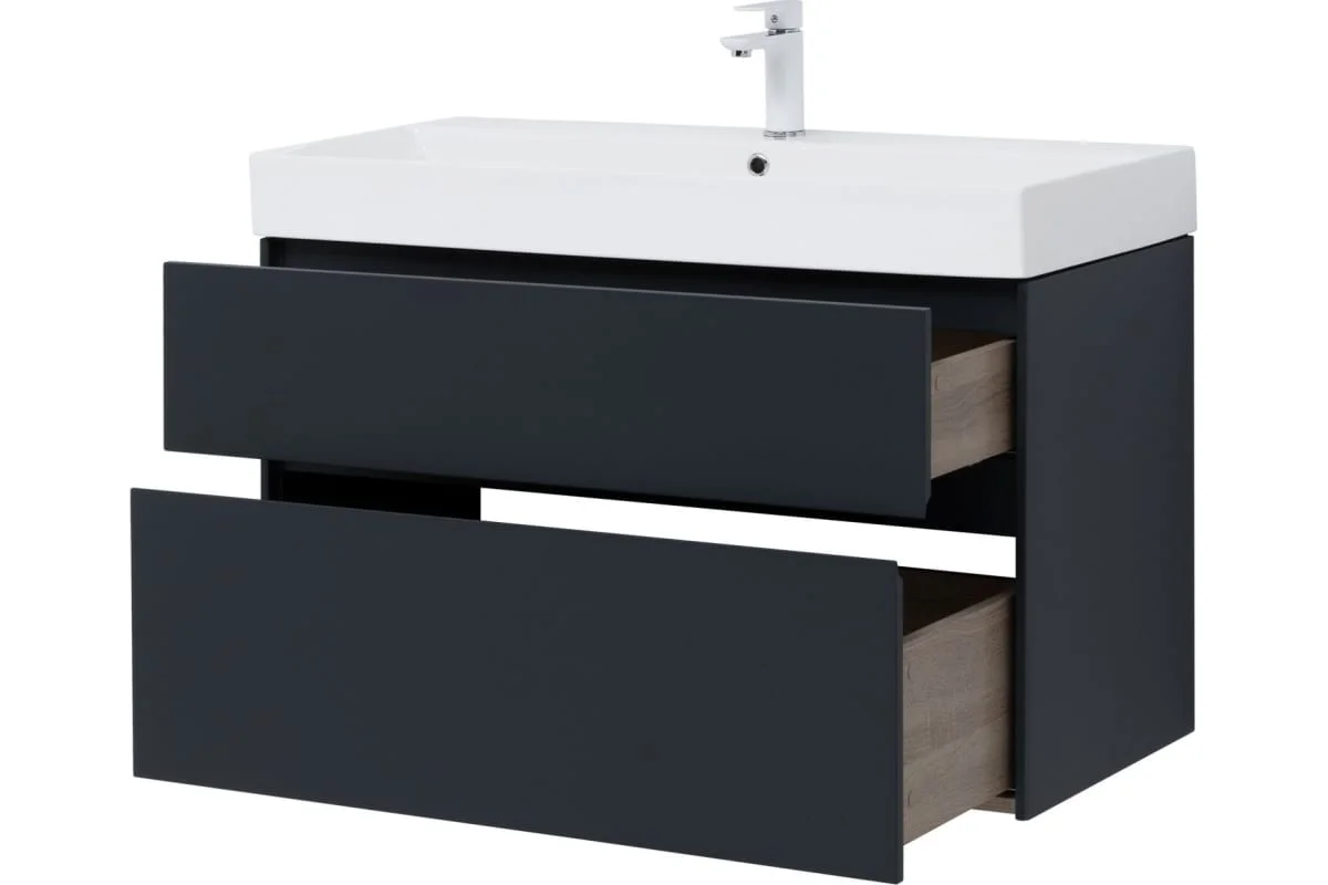 Приобрести aquanet тумба с раковиной бруклин 100 см, антрацит матовая