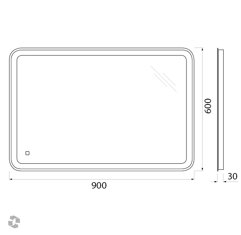 Приобрести belbagno зеркало 90х60 см spc-mar-900-600-led-tch