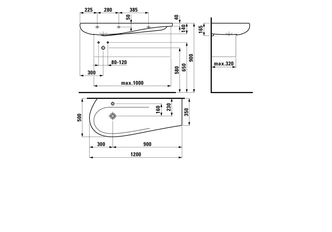 Приобрести раковина столешница laufen ilbagnoalessi one 120 см 8.1497.3.400.104.1