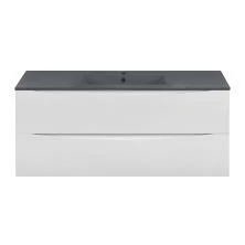 Vincea Тумба подвесная Mia 120 см, белая с черной матовой раковиной VMC-2MC120GW;VBS-13120MB