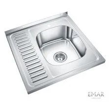 Emar Кухонная мойка 60х60 см, правостороняя, хром EMAR T6060RQ