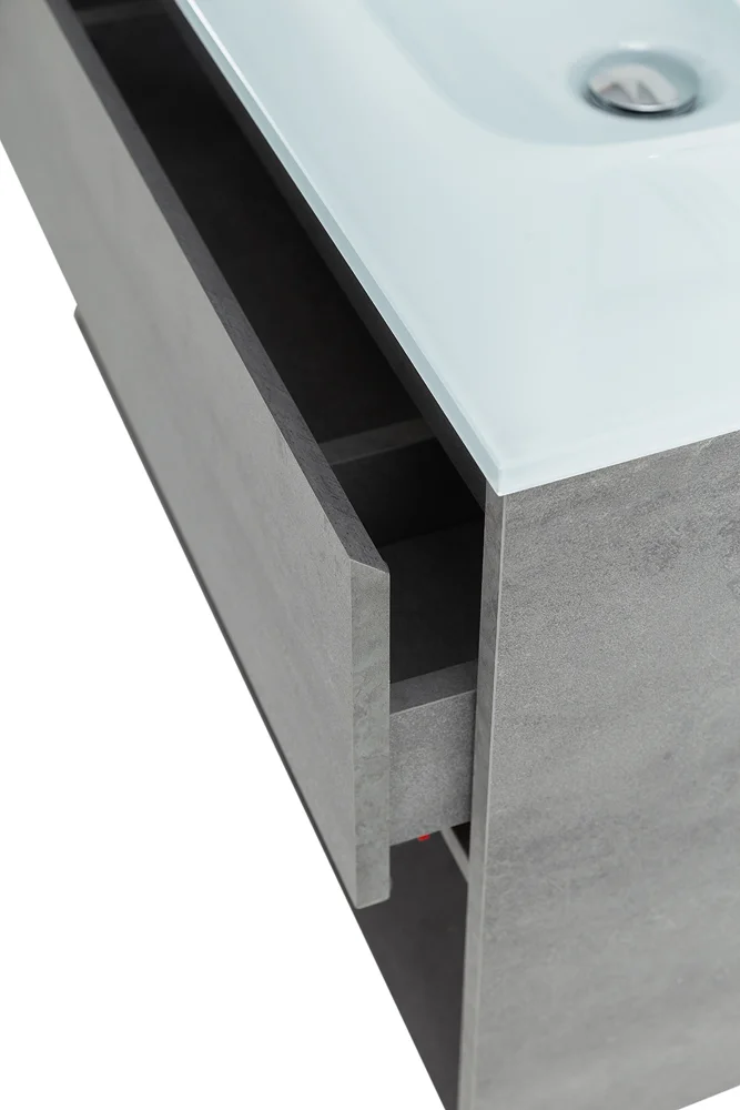 Приобрести belbagno тумба c раковиной kraft 80 см, с одним ящиком и полкой, подвесная cemento grigio, стеклянная раковина