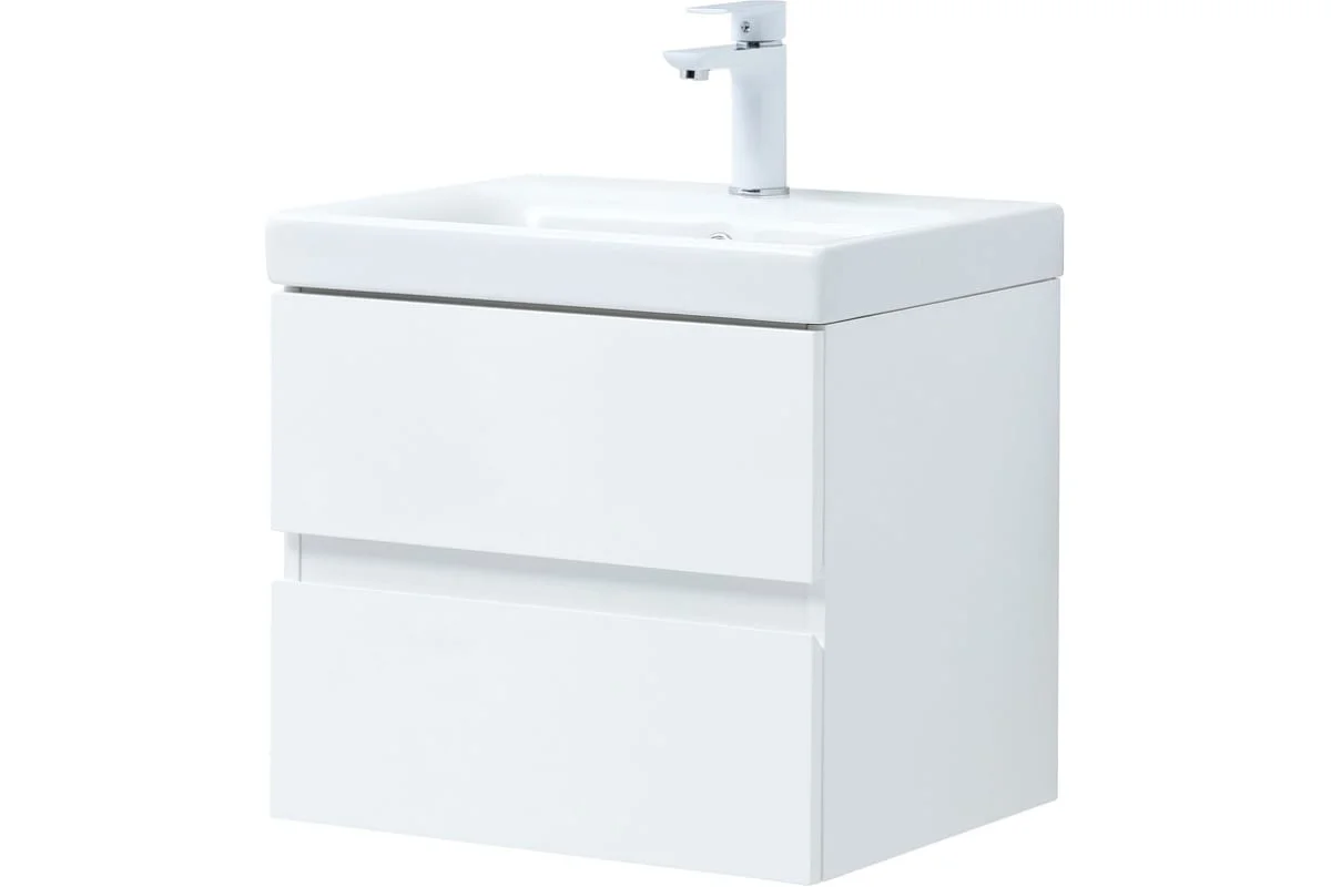 Приобрести aquanet тумба с раковиной беркли 50 см, белая глянец (2 ящика)