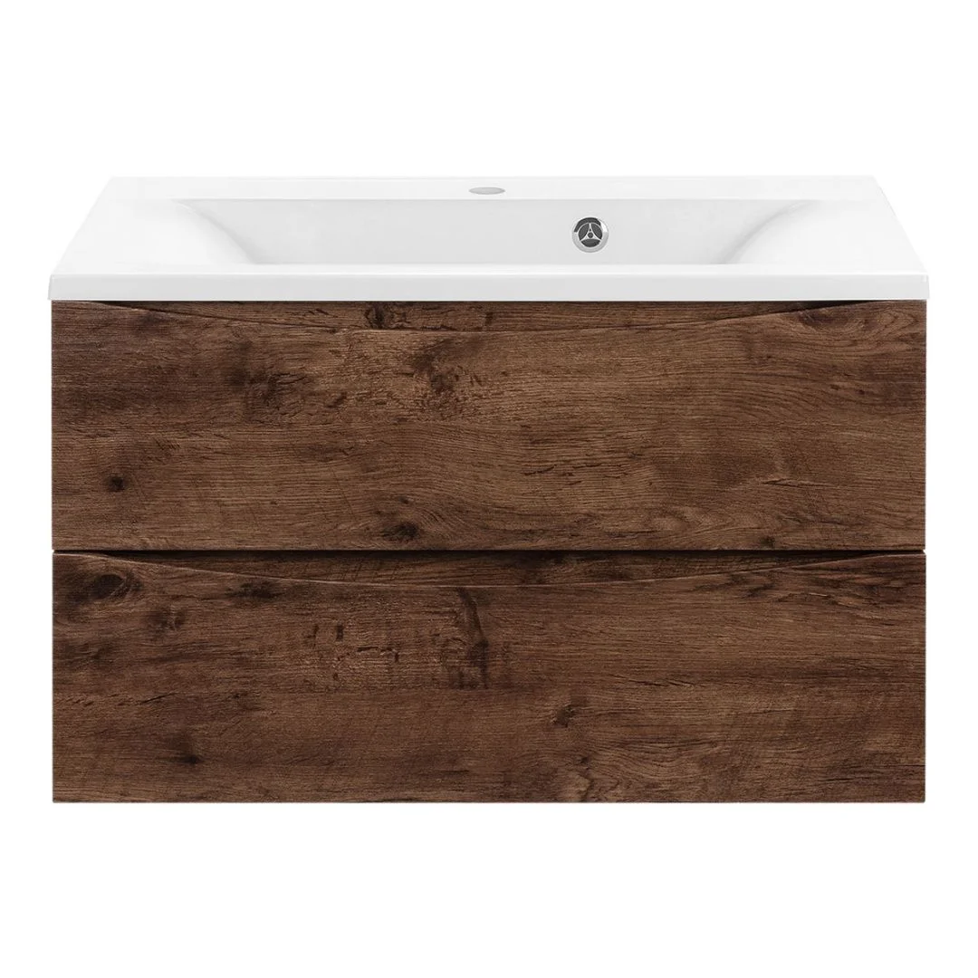 Приобрести vincea тумба подвесная mia 75 см, темное дерево с белой раковиной vmc-2ma750rw;vcb-3m750w