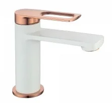 Cмеситель для раковины ViEiR Bacio 143 мм, белый\золото V293511FL