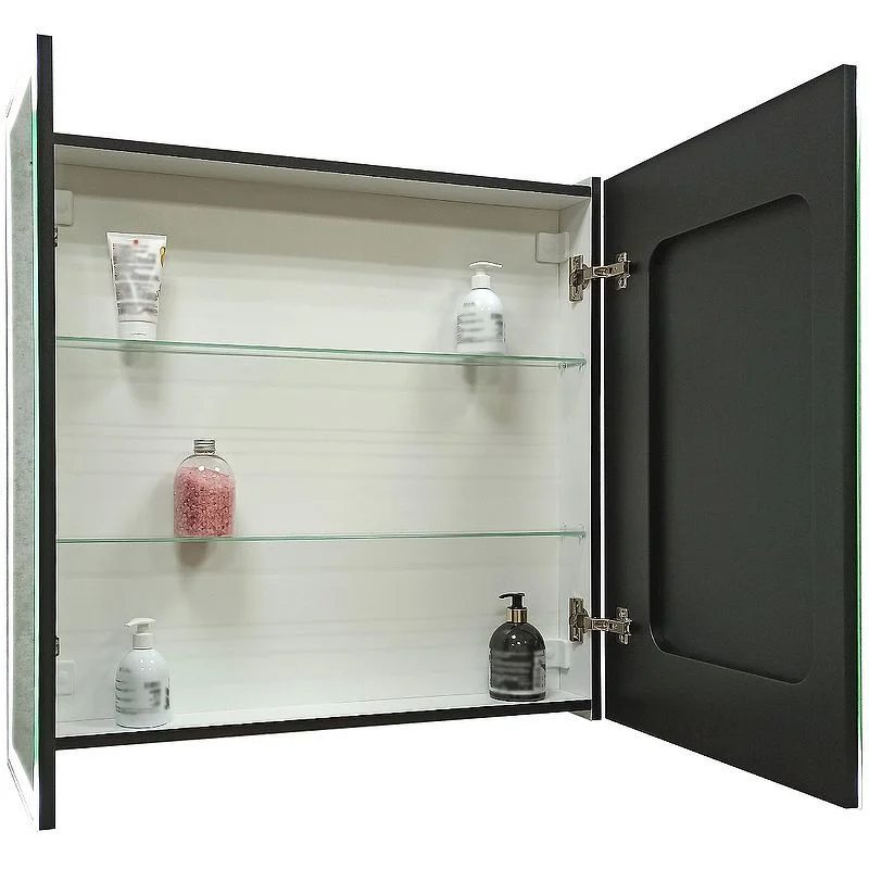 Приобрести continent зеркало шкаф с подсветкой mirror box black 80х80 см, сенсорный включатель, черное