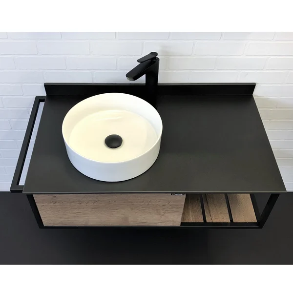 Приобрести сomforty тумба со столешницей и раковиной "лиссабон-95" дуб темный, левая столешница