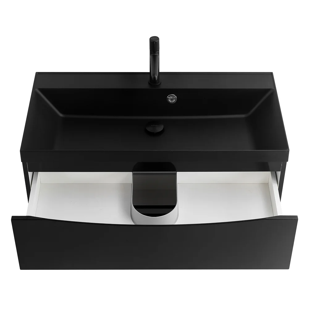Приобрести belbagno тумба с раковиной marino 90 см, подвесная nero lucido, чёрная раковина