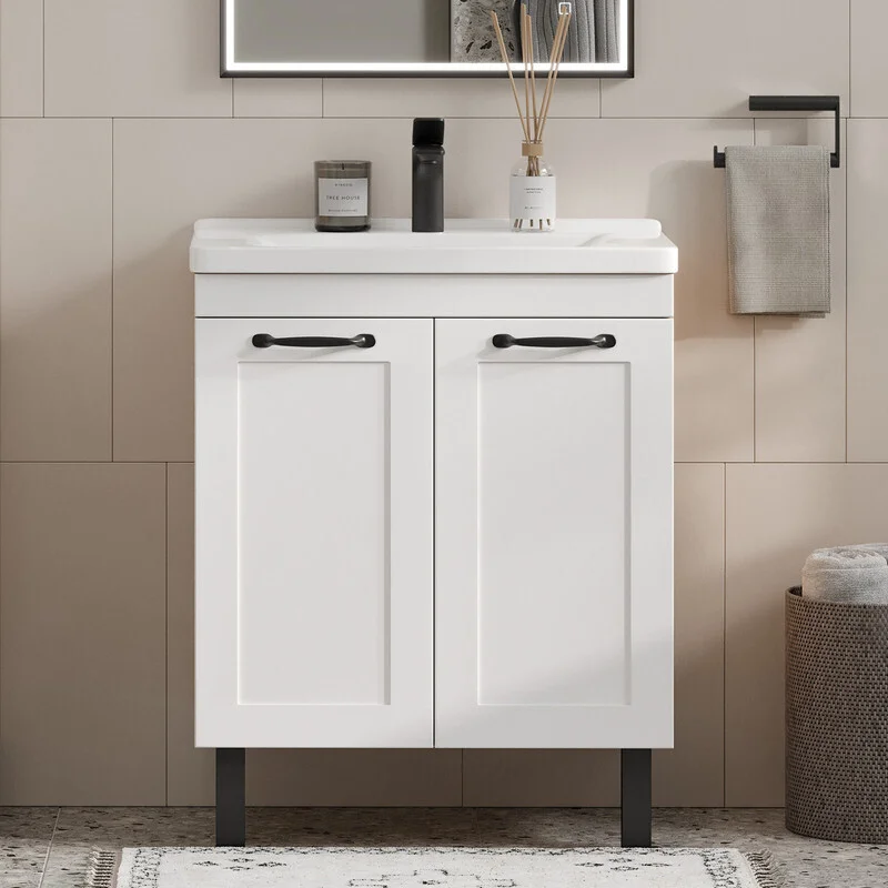 Приобрести equil тумба напольная с раковиной lago 60 см, белая\светлое дерево tnlago60.2d-04