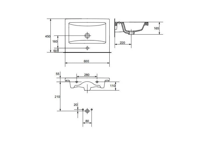 Приобрести раковина врезная на столешницу cersanit como 60 см