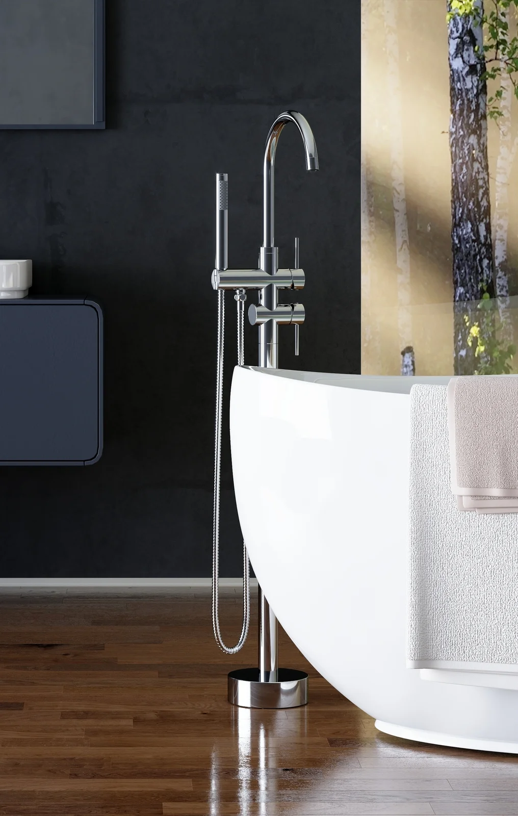 Приобрести смеситель напольный для ванны с душем timo saona 2300/00y-cr хром