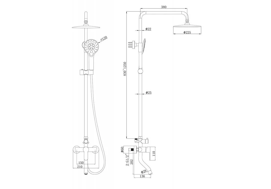 Приобрести душевая система для ванны bravat stream f6334368cp-a-rus, хром
