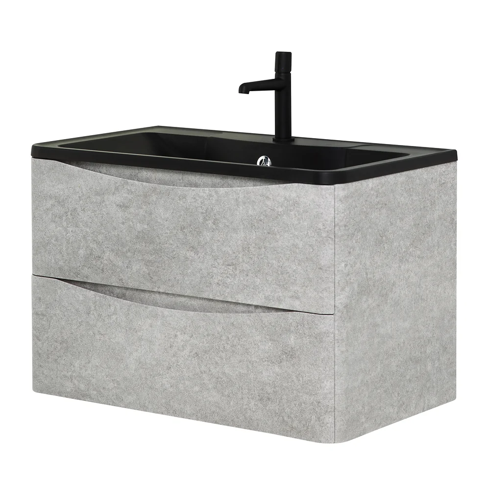 Приобрести belbagno тумба с раковиной acqua 100 см, подвесная cemento verona grigio, чёрная раковина