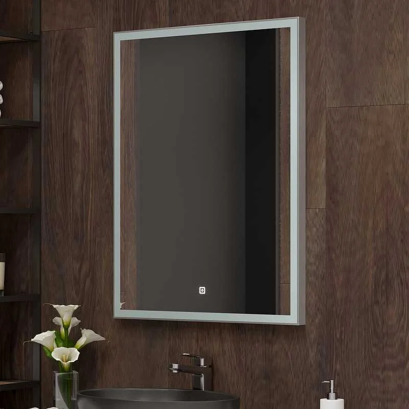 Приобрести continent зеркало с подсветкой frame 70х100 см, сенсорный включатель, серое
