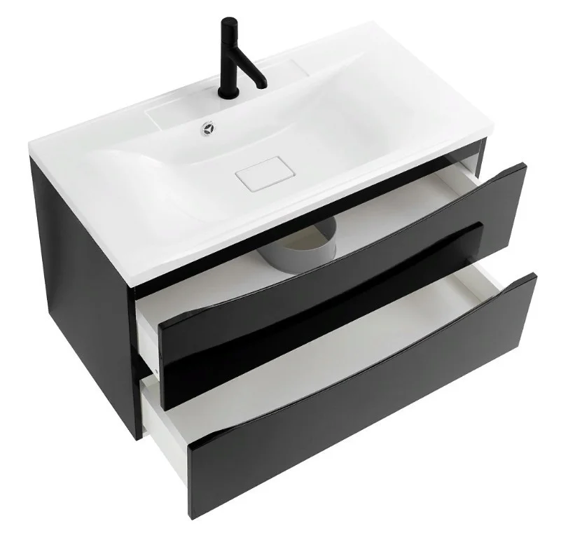 Приобрести тумба подвесная с раковиной belbagno marino-800-2c-so-nl-p 80 см, nero lucido