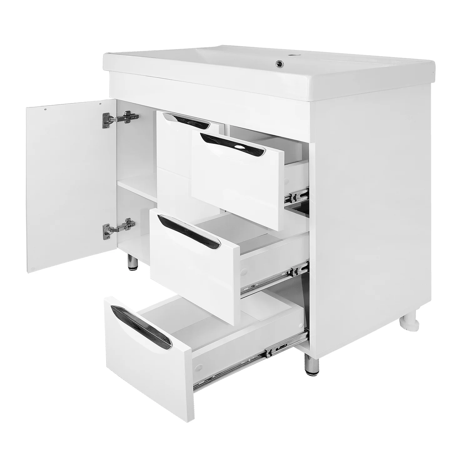 Приобрести loranto тумба напольная с раковиной стиль- 80/3 "соло" 80х89 см фрезерированный фасад, белая (cs00091381)