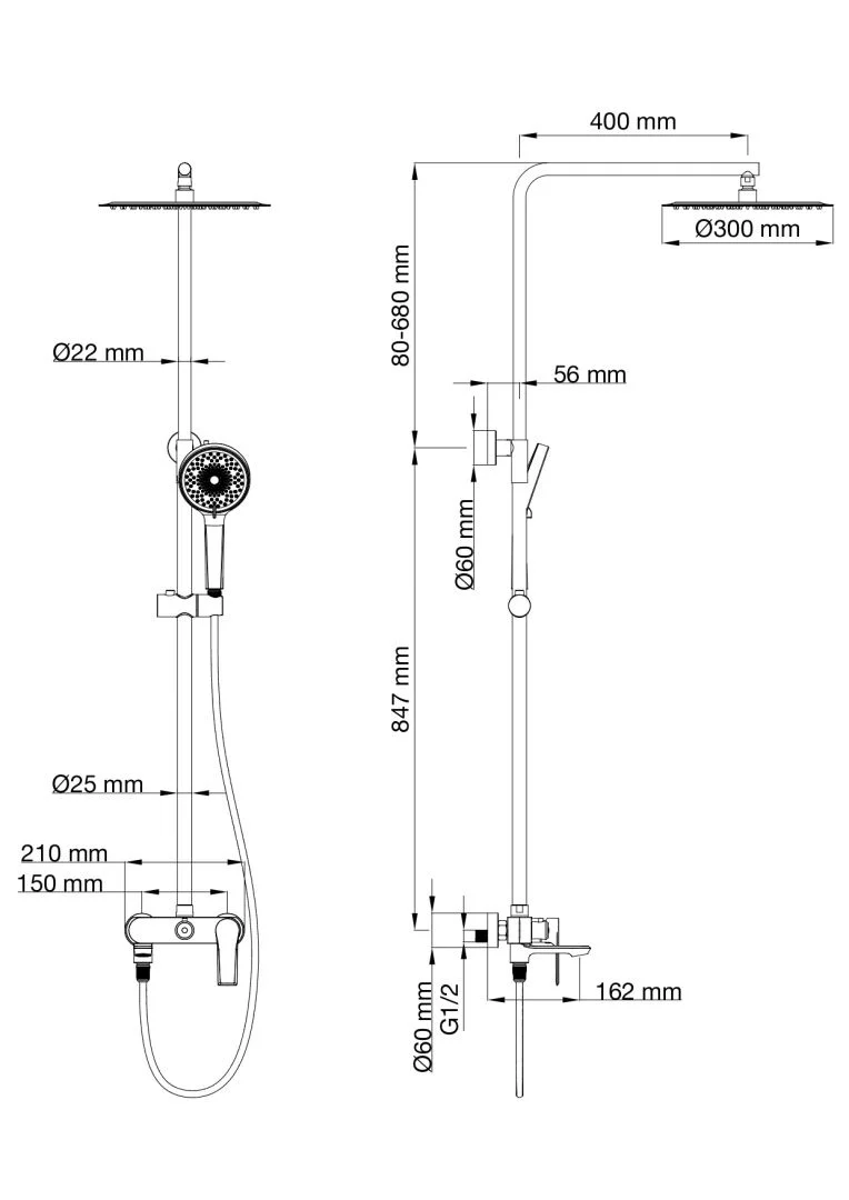 Приобрести душевая система wonzon & woghand brilliant, хром (ww-88047079-cr)