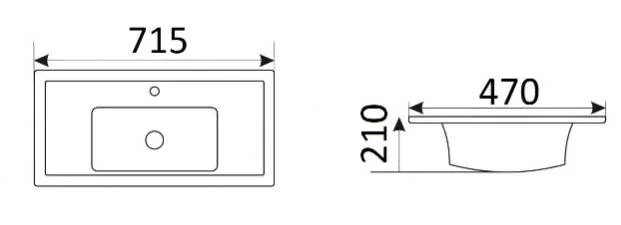 Приобрести раковина врезная на столешницу ceramalux 70 см nyj840-70