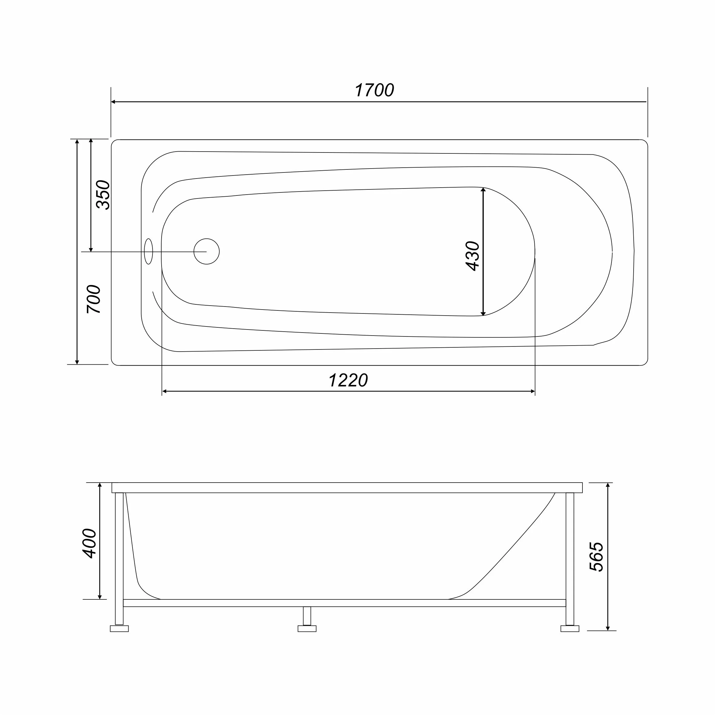 Приобрести mirsant ванна акриловая nova light 170*70 см, белая,ут000064889