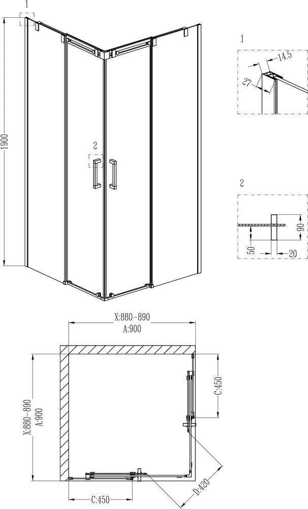 Приобрести grossman душевое ограждение galaxy 90х90 см, квадратное, хром\ прозрачное gr-3090