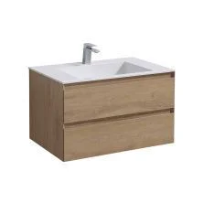 Vincea Тумба подвесная Luka 80 см, дуб натуральный с белой раковиной VMC-2L800NO;VCB-13800W