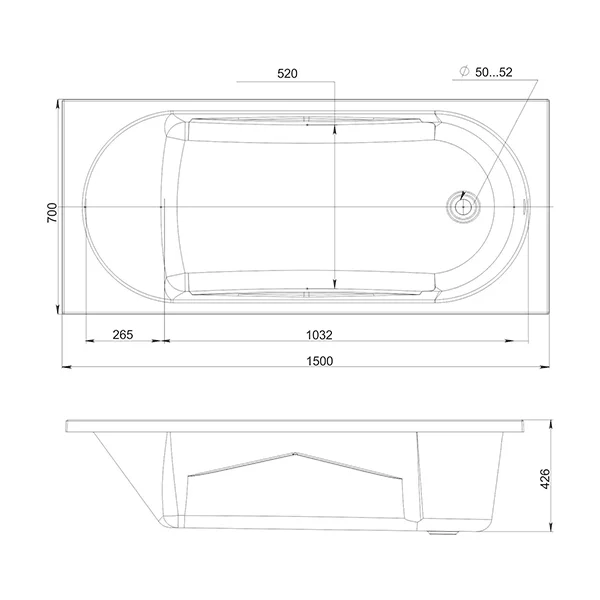 Приобрести mirsant ванна акриловая каспий 150*70 см, белая, ут000016528