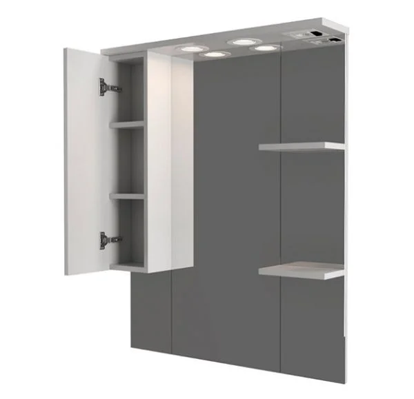 Приобрести mirsant зеркало шкаф сандра 80 см, с подсветкой, белый, левый ут000046036