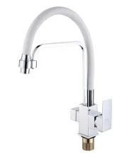 Смеситель для кухни ViEiR Kitchen с гибким изливом, белый\хром V15005F