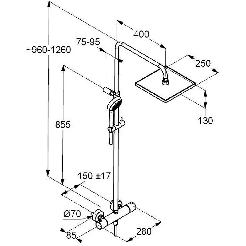 Приобрести kludi logo dual shower system душевая система с термостатом, арт. 6809805-00