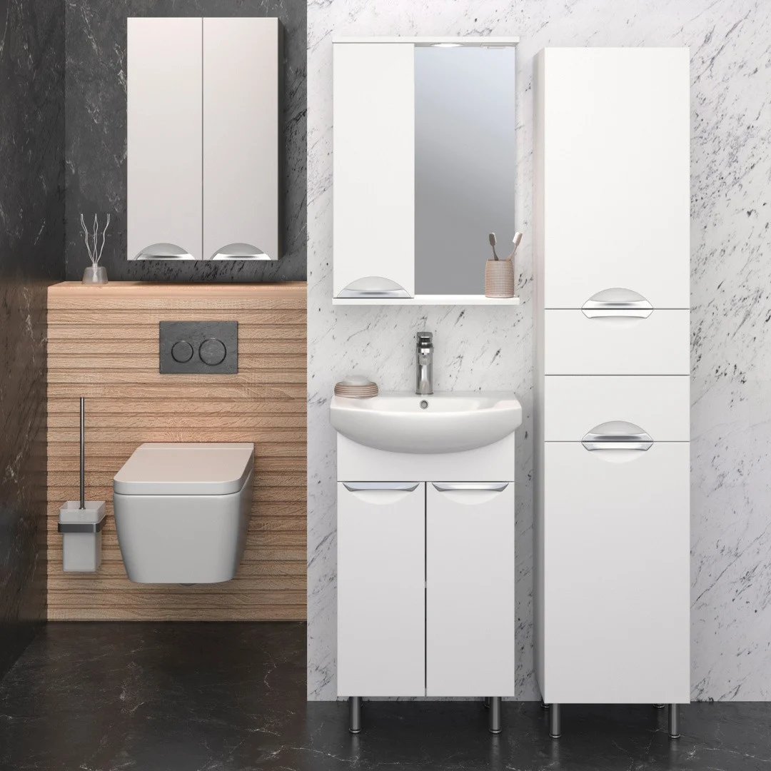 Приобрести aqua de marco зеркало-шкаф eleganse 50 см, левое, белый\хром 1050cele/l