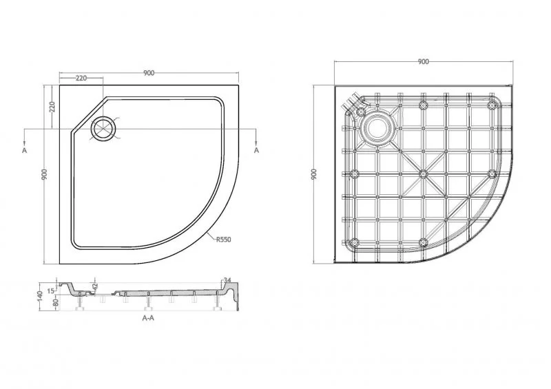 Приобрести cezares поддон из стеклокомпозита tray 90х90см tray-smc-r-90-550-150-w