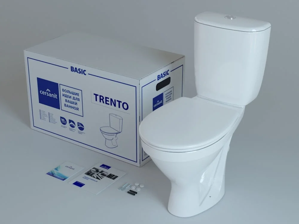 Приобрести напольный унитаз-компакт cersanit trento + крышка полипропилен
