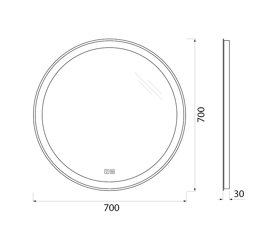 Приобрести belbagno зеркало 70 см spc-rng-700-led-tch-warm