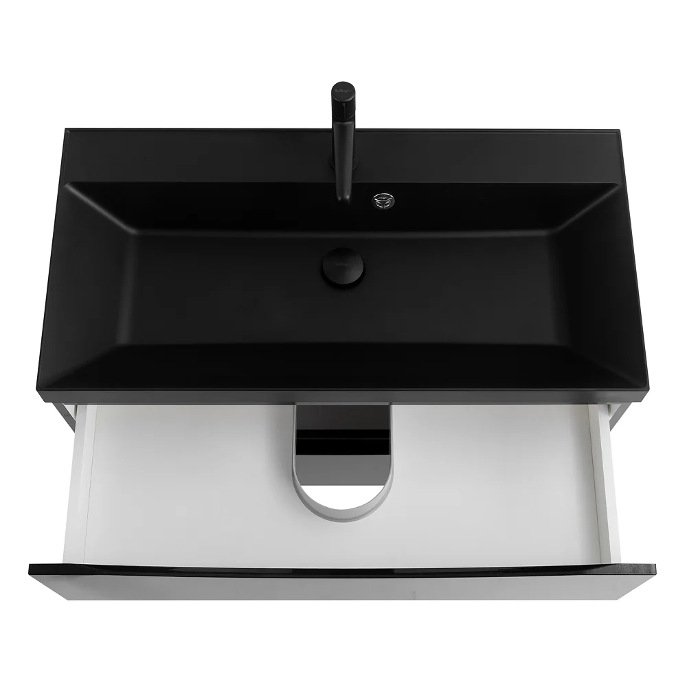 Приобрести belbagno тумба с раковиной marino 90 см, подвесная nero lucido, чёрная раковина