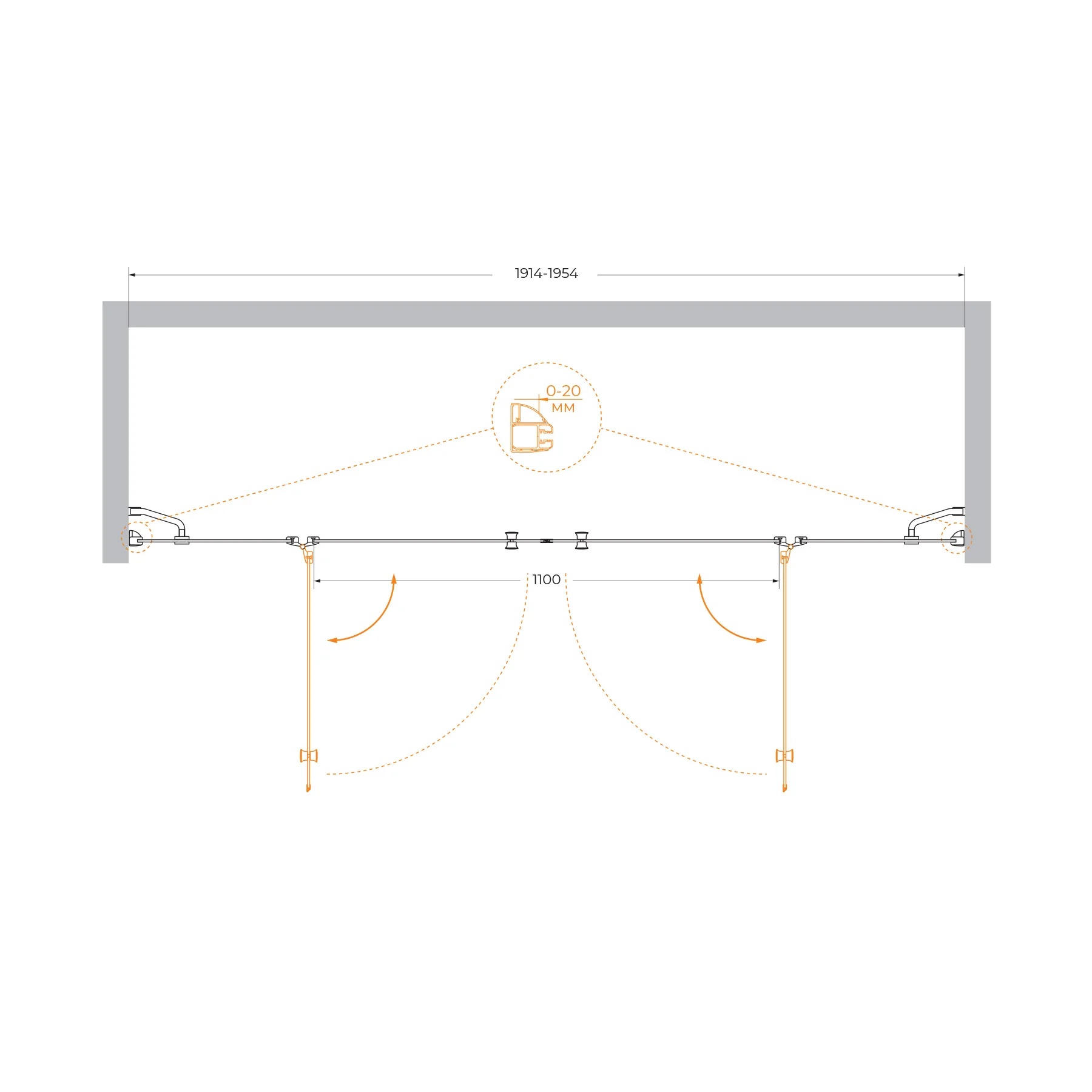 Приобрести cezares душевая дверь verona 200 см, хром verona-w-b-22-200-c-cr